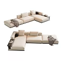 Modern corner sofa multi-person sofa pillow towel 3d model