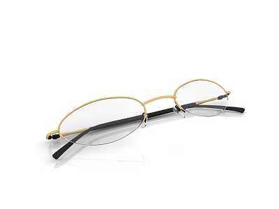 Sleek Modern Eyeglasses with Gold Frame Black Temples and Clear Lenses 3d model