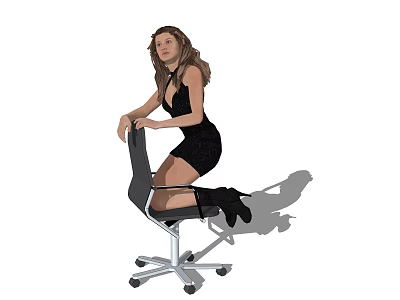Modern office chair figure girl 3d model