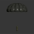 Gray Parachute Structure With Round Holes And Yellow Load Suspension Lines