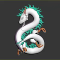 Game And Movie Character Dragon With White Body Purple Stripes Turquoise Mane And Orange Claws