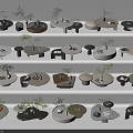 Modern Coffee Tables With Stylish Designs Decorative Plants And Functional Features 3d model