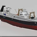 Detailed Ship Model Featuring White Dark Blue Red Hull Deck Cranes And Upper Structures 3d model