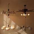 Modern Chandelier Lighting Fixtures With Petal Shaped And Spherical Glass Shades Metal Bases