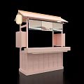 Pink Tea Break Area Design With Roof Awning Display Windows And Counter
