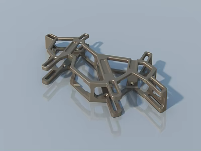 Modern Metal Swing Door Frame With Geometric Structure And Durable Hardware 3d model