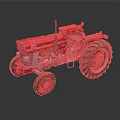 Red Vintage Tractor With Classic Design Large Wheels And Shiny Metal Body