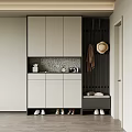 Modern Gray Black Shoe Cabinet With Coat Rack Bench Hat Clock And Photo Frame
