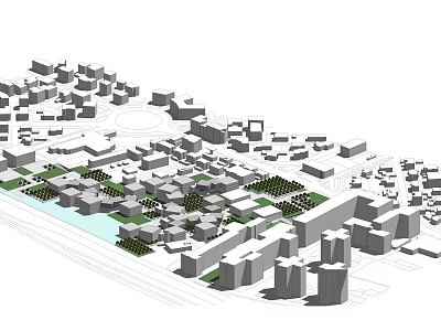 Commercial Street Master Plan With Modern Architecture Green Areas And Pedestrian Zones 3d model
