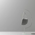 Modern White Hanging Chair With Wire Mesh Frame Stand For Minimalist Interior Design