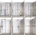 Various Modern Shower Sauna Enclosure Designs With Glass Panels And Metal Frames 3d model