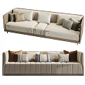 Modern Sectional Sofa With Tufted Back Design And Multiple Decorative Cushions 3d model