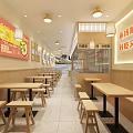 Yun Jiu Ye Pure Chicken Soup Vermicelli Restaurant Interior With Wooden Tables And Stools