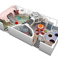 Colorful Indoor Playground Interior Design with Slides Climbing Structures and Ball Pit
