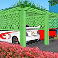 Courtyard Garden Design With Blue Pool Green Lily Pads Trees And Red Umbrella White Chairs