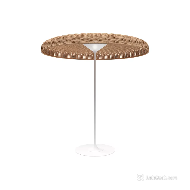 Decorative Lamp with Woven Brown Lampshade and White Pole Base Modern Minimalist Design 3d model 