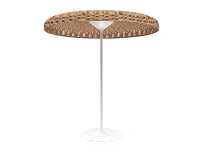 Decorative Lamp with Woven Brown Lampshade and White Pole Base Modern Minimalist Design 3d model