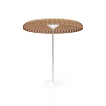 Decorative Lamp with Woven Brown Lampshade and White Pole Base Modern Minimalist Design