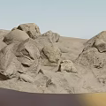 Road Infrastructure With Natural Rocks And Sandy Terrain Construction Elements 3d model