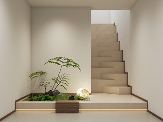 Modern basement staircase wrong step staircase small view interior landscape 3d model