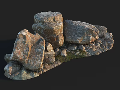 Natural Stone and Wood Stacked Arrangement with Rustic Texture for Garden Decor 3d model