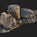 Natural Stone and Wood Stacked Arrangement with Rustic Texture for Garden Decor