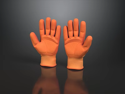 Premium Durable Textured Orange Non Slip Work Gloves For Industrial Labor Hand Protection 3d model