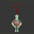 Decorative Cartoon Character Keychain With Green Shirt Red Shorts And Key Ring