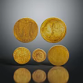 Vintage Gold Coins As Daily Living Supplies With Various Sizes And Intricate Designs
