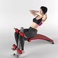 Woman Doing Sit Ups On Red And Silver Fitness Equipment In Sportswear