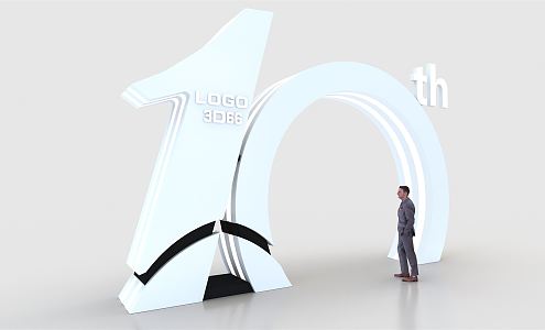 Modern Arch Anniversary Door Head 3d model