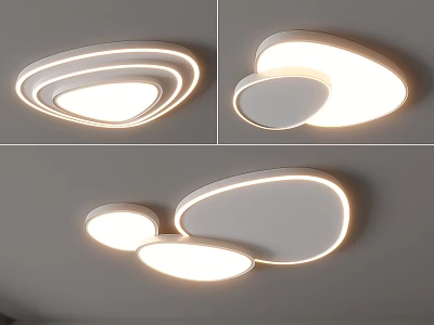 Modern Minimalist Ceiling Light With Multiple Oval Shapes And Soft White Glow 3d model