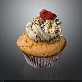 Delicious Cupcake With Swirled Frosting Fresh Strawberry And Colorful Sprinkles
