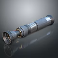 Futuristic Cylindrical Metal Weapon With Circular Rings Shiny Reflective Surface And Hollow Tip