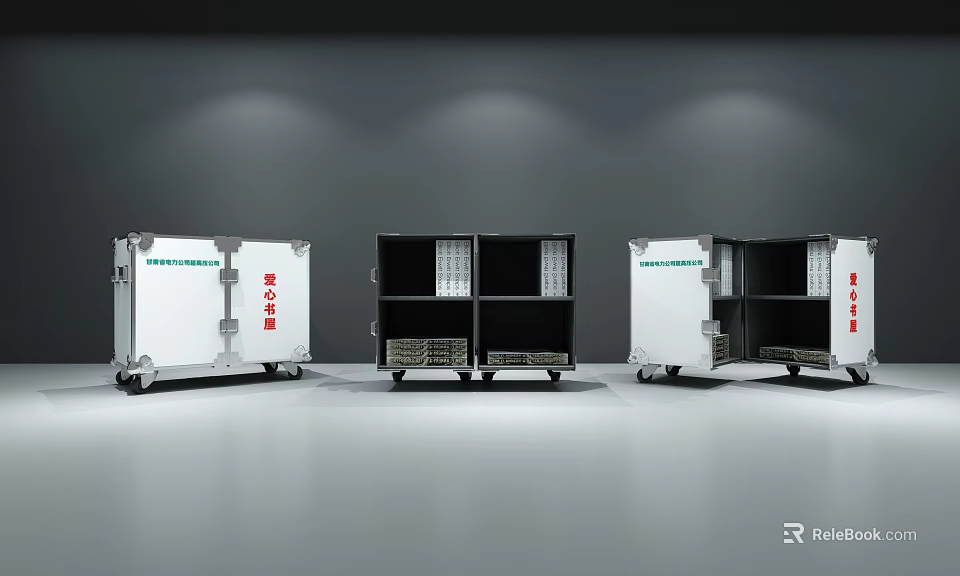 Mobile Equipment Cases in White and Black with Shelves for Device Storage 3d model 