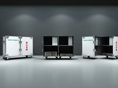 Mobile Equipment Cases in White and Black with Shelves for Device Storage 3d model