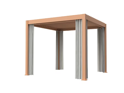 Modern Garden Pergola With Slatted Roof And Decorative Supporting Columns Design 3d model