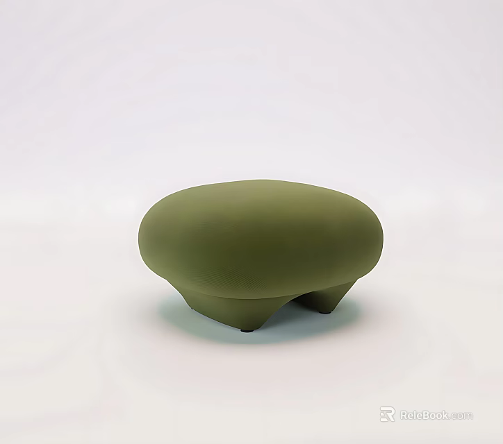 Olive Green Round Stool With Modern Smooth Surface And Ergonomic Design 3d model 