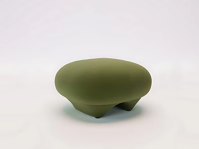 Olive Green Round Stool With Modern Smooth Surface And Ergonomic Design 3d model