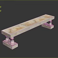 Modern Light Colored Marble Bench With Patterned Top And Column Legs 3d model