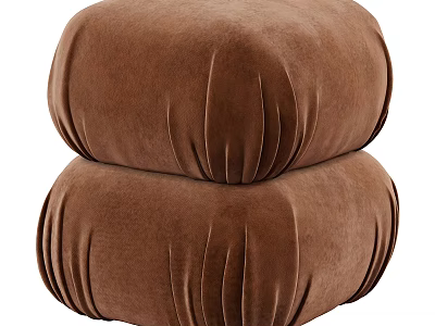 Brown Velvet Ottoman with Stacked Pleated Cushions for Modern Living Room 3d model