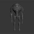 3D Model Of Gray Mechanical Creature With Red Eye And Slender Limbs 3d model
