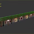 Cartoon Scene With Small Buildings And Shopfronts Featuring Brown Roofs Windows And Lights