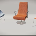Modern Single Chair Collection Featuring Orange Blue Upholstery And Metal Frame Designs
