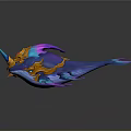 Vibrant Mythical Whale Creature Character Design with Golden Armor Unicorn Horn and Glowing Gem
