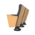 Gray Public Chairs With Wooden Armrests Small Tables And Perforated Backrests