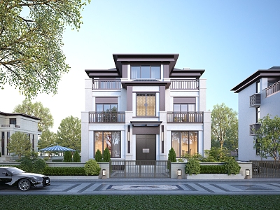 New Chinese Style Villa 3d model