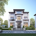 New Chinese Style Villa Villa 3d model