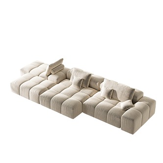 Cream style leisure sofa 3d model