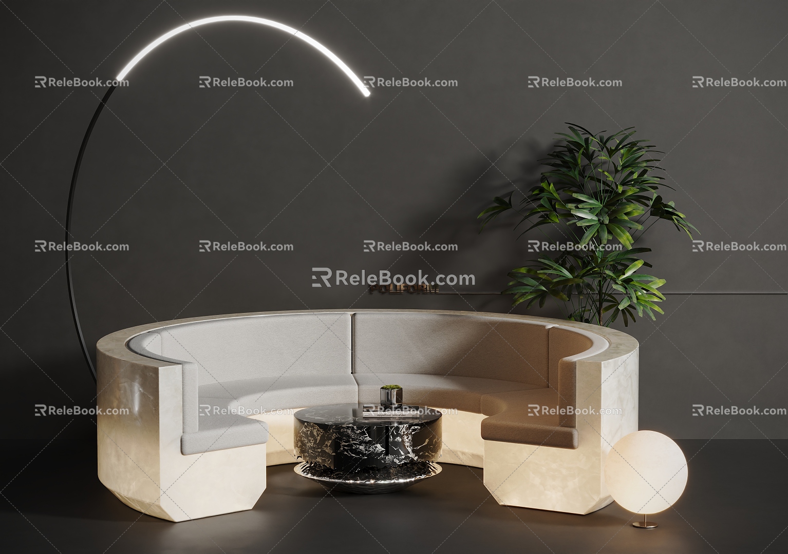 Modern Hair Aperture Sofa Card Seat Coffee Table Card Seat Sofa 3d model